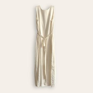 BELTED SILK MAXI DRESS PLAIN