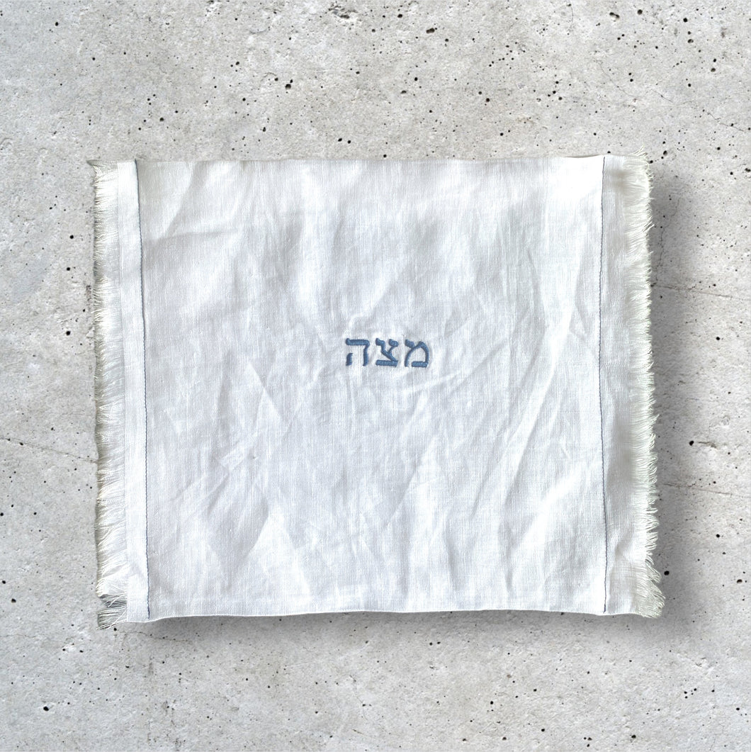 LINEN EMBROIDERY MATZAH COVER - LEVANAH