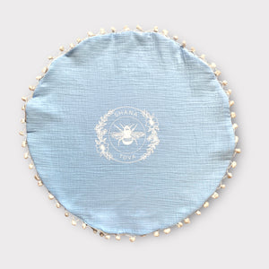 CHALLAH COVER ROUND - POMPOM BLUE