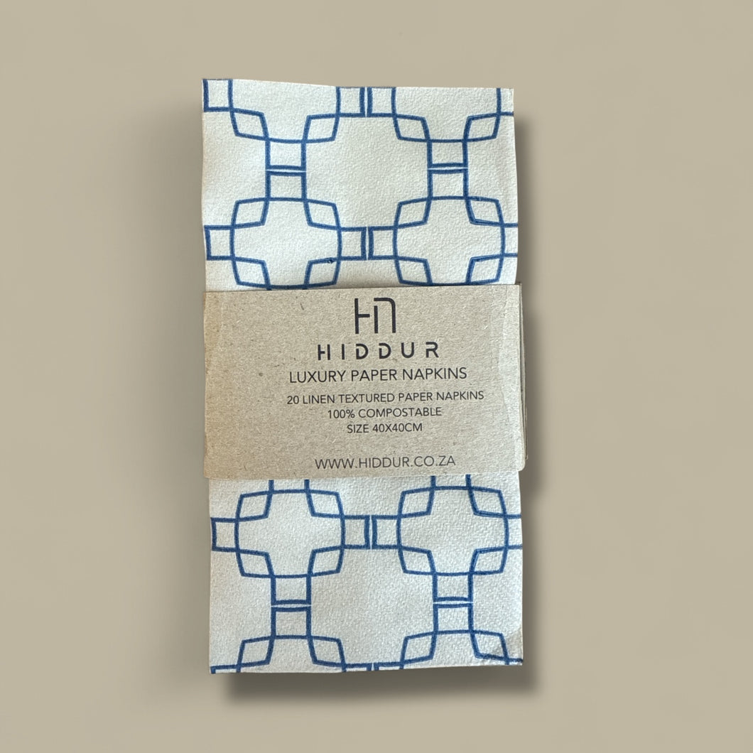 NAPKINS -  LINEN TEXTURED SLIM BLUE ABSTRACT