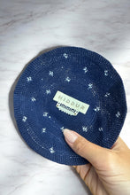 Load image into Gallery viewer, KIPPAH - CROCHET NAVY BLUE FLOWER