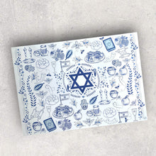 Load image into Gallery viewer, PAPER PLACEMAT - ROSH HASHANA BLUE