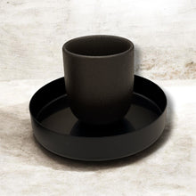 Load image into Gallery viewer, CERAMIC CUP AND METAL SAUCER - BLACK