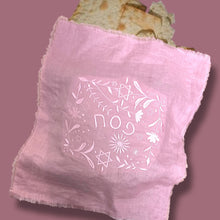 Load image into Gallery viewer, LINEN EMBROIDERY PESACH MATZAH COVER - YAKIRA PINK