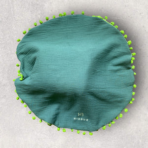 CHALLAH COVER ROUND - POMPOM GREEN