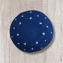 Load image into Gallery viewer, KIPPAH - CROCHET NAVY BLUE FLOWER
