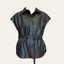 Load image into Gallery viewer, SHORT SLEEVE VEGAN LEATHER JACKET