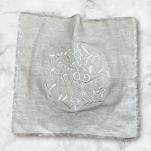 LINEN PESACH MATZAH COVER - SARAH NATURAL