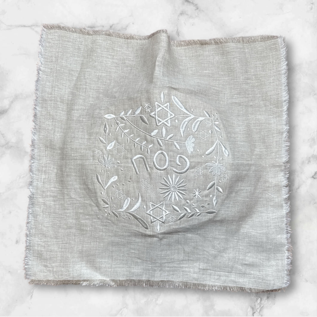 LINEN PESACH MATZAH COVER - SARAH NATURAL