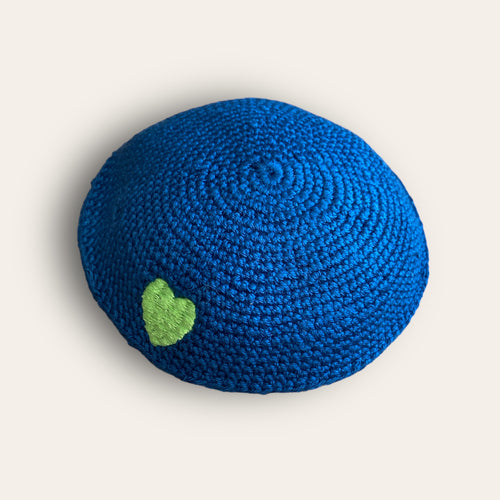 KIPPAH - CROCHET BLUE HEART