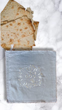 Load image into Gallery viewer, LINEN PESACH MATZAH COVER - BLUE SILVER