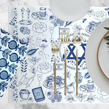 Load image into Gallery viewer, PAPER PLACEMAT - ROSH HASHANA BLUE