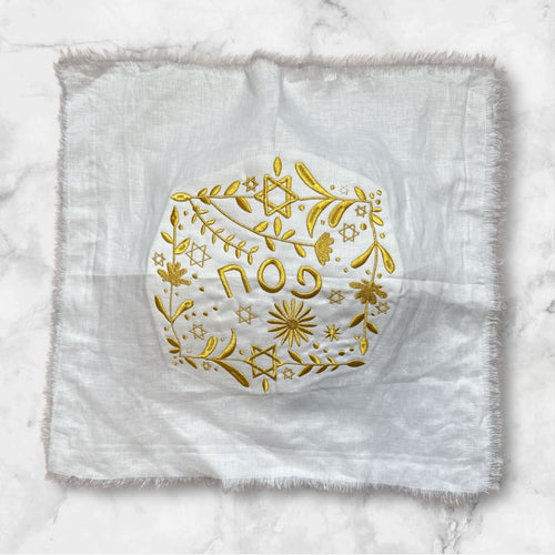 LINEN PESACH MATZAH COVER - LEVANAH GOLD