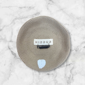 KIPPAH - BEIGE CROCHET WHITE HEART
