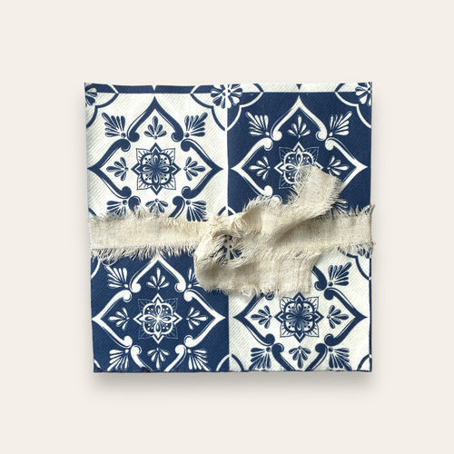 NAPKINS -  LINEN TEXTURED TILE BLUE