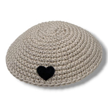 Load image into Gallery viewer, KIPPAH - BEIGE VELVET HEART