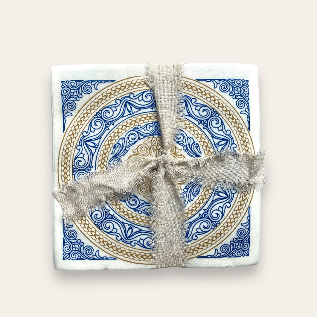 NAPKINS -  LINEN TEXTURED PATTERN BLUE