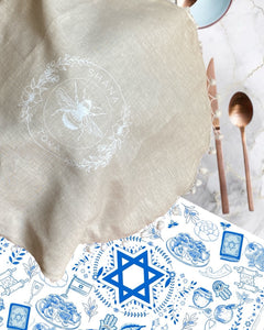 CHALLAH COVER ROUND - LINEN FLORAL