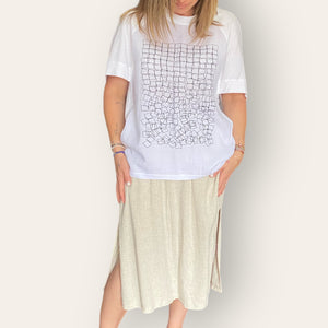 LINEN T-SHIRT - SQUARE PRINT