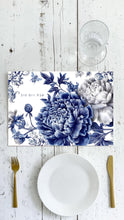 Load image into Gallery viewer, PAPER PLACEMAT -BLUE FLORAL SHABBAT AND YOM TOV