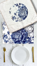 Load image into Gallery viewer, PAPER PLACEMAT -BLUE FLORAL SHABBAT AND YOM TOV