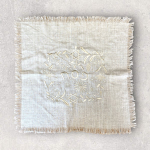 LINEN EMBROIDERY PESACH MATZAH COVER - SARAH NATURAL